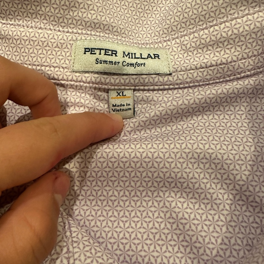 Peter Millar Lavender And White Patterned Polo Sh… - image 2